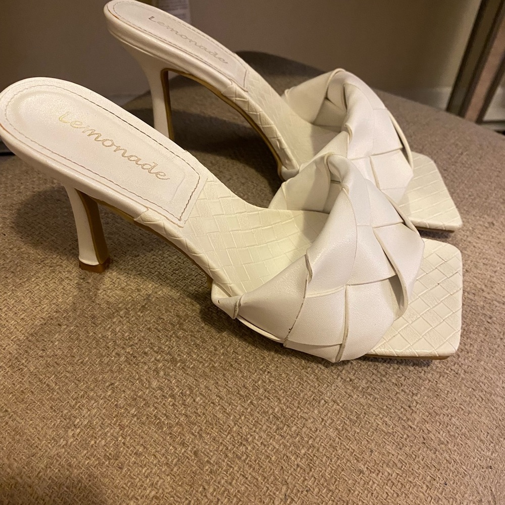 White square toe heels